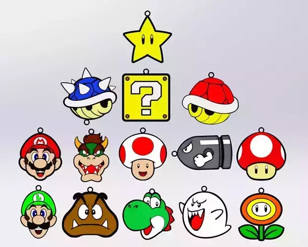 Mario Keychain Pack - 3D Print Model
