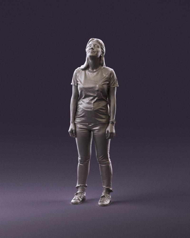 001042 woman looking up in white shirt  pants 3D Print Ready 3D print model_10