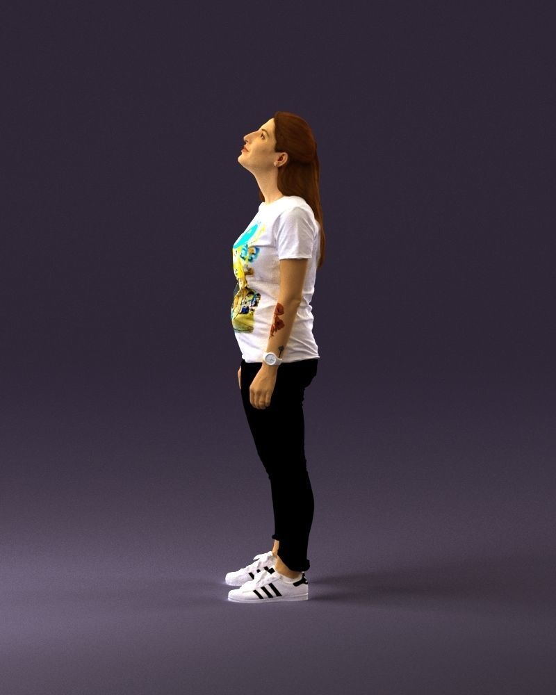 001042 woman looking up in white shirt  pants 3D Print Ready 3D print model_20