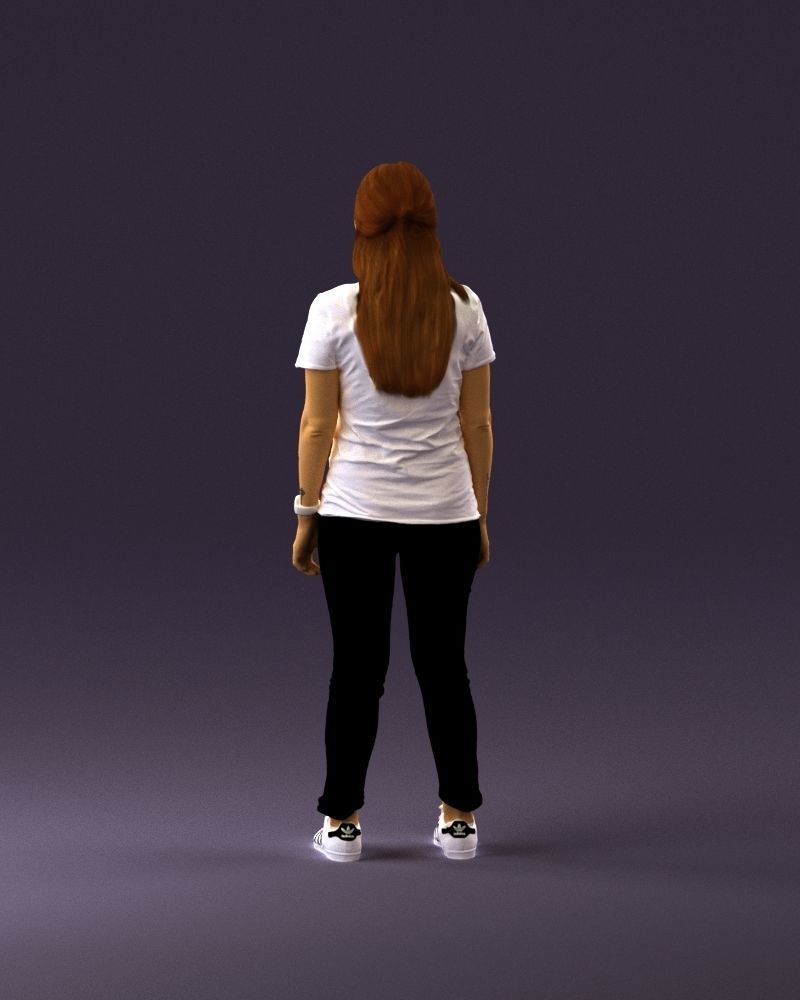001042 woman looking up in white shirt  pants 3D Print Ready 3D print model_18