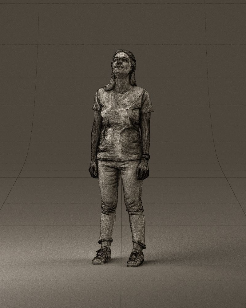 001042 woman looking up in white shirt  pants 3D Print Ready 3D print model_34