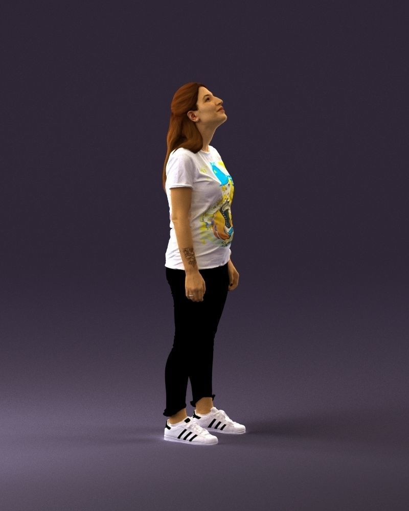 001042 woman looking up in white shirt  pants 3D Print Ready 3D print model_15