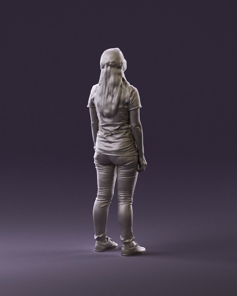 001042 woman looking up in white shirt  pants 3D Print Ready 3D print model_5