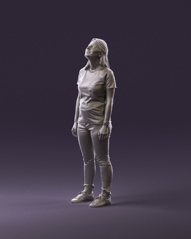 001042 woman looking up in white shirt  pants 3D Print Ready 3D print model_9