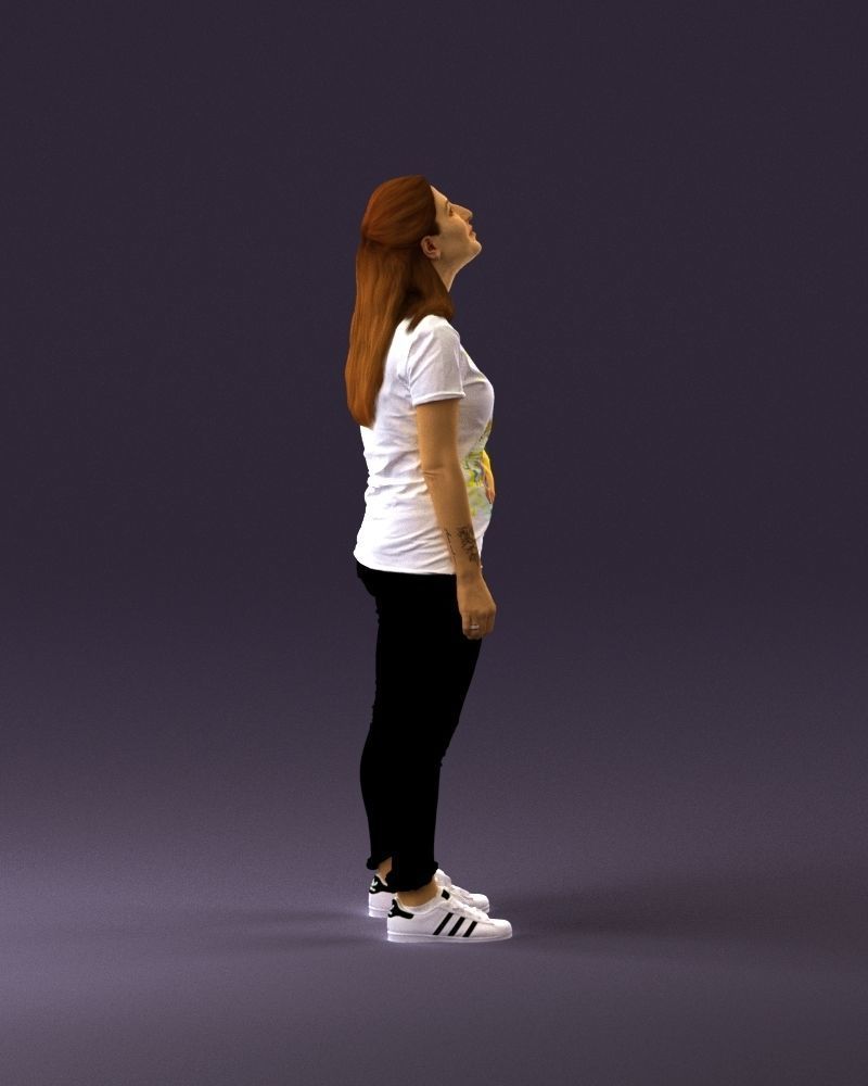 001042 woman looking up in white shirt  pants 3D Print Ready 3D print model_16