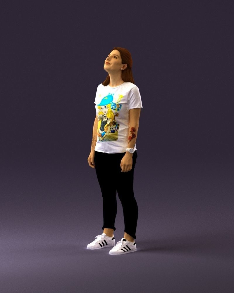001042 woman looking up in white shirt  pants 3D Print Ready 3D print model_21