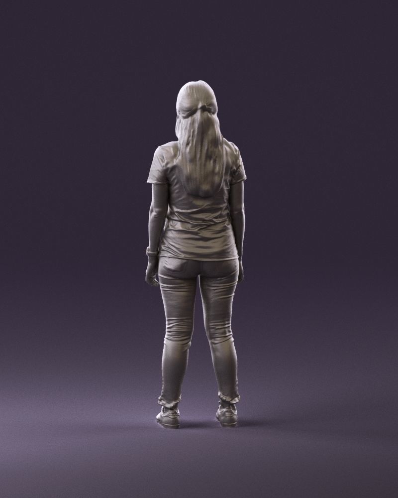 001042 woman looking up in white shirt  pants 3D Print Ready 3D print model_6