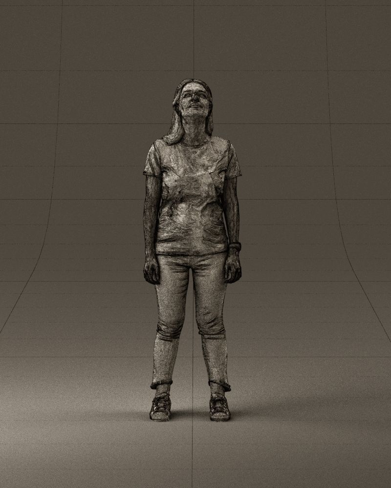 001042 woman looking up in white shirt  pants 3D Print Ready 3D print model_35