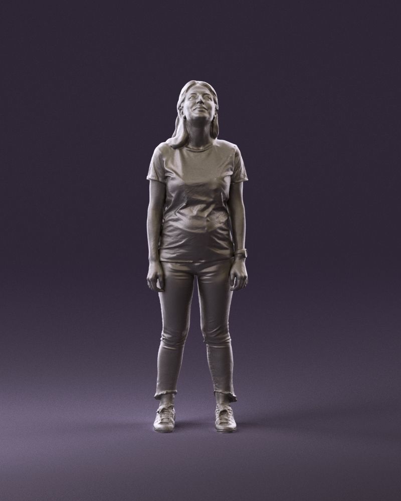 001042 woman looking up in white shirt  pants 3D Print Ready 3D print model_11