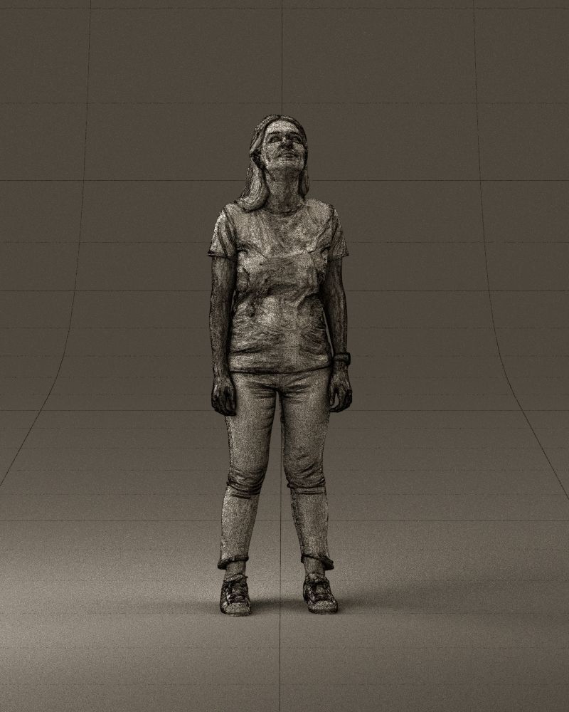 001042 woman looking up in white shirt  pants 3D Print Ready 3D print model_24