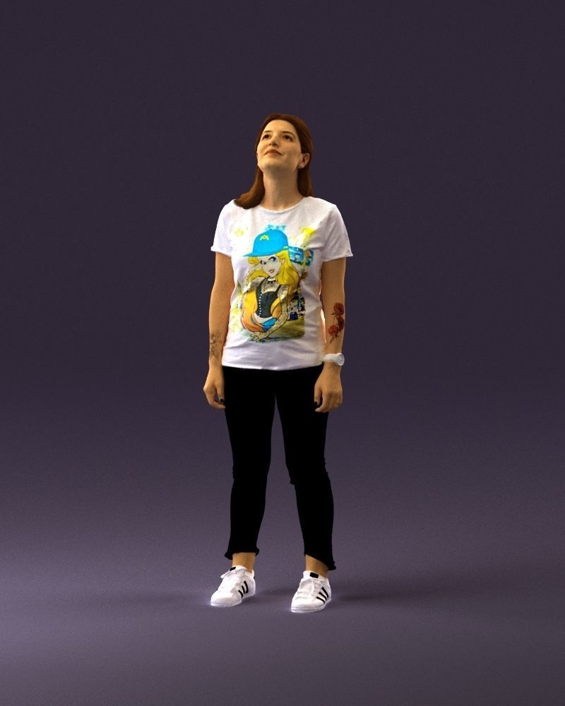 001042 woman looking up in white shirt  pants 3D Print Ready 3D print model_22