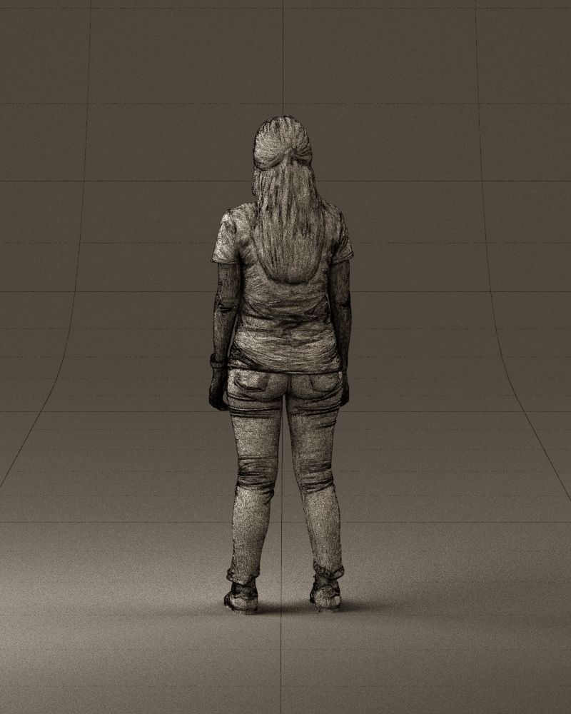 001042 woman looking up in white shirt  pants 3D Print Ready 3D print model_30