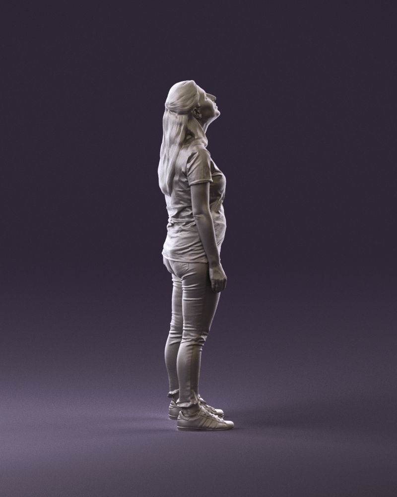 001042 woman looking up in white shirt  pants 3D Print Ready 3D print model_4