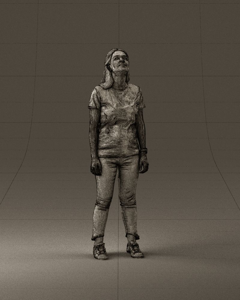 001042 woman looking up in white shirt  pants 3D Print Ready 3D print model_25