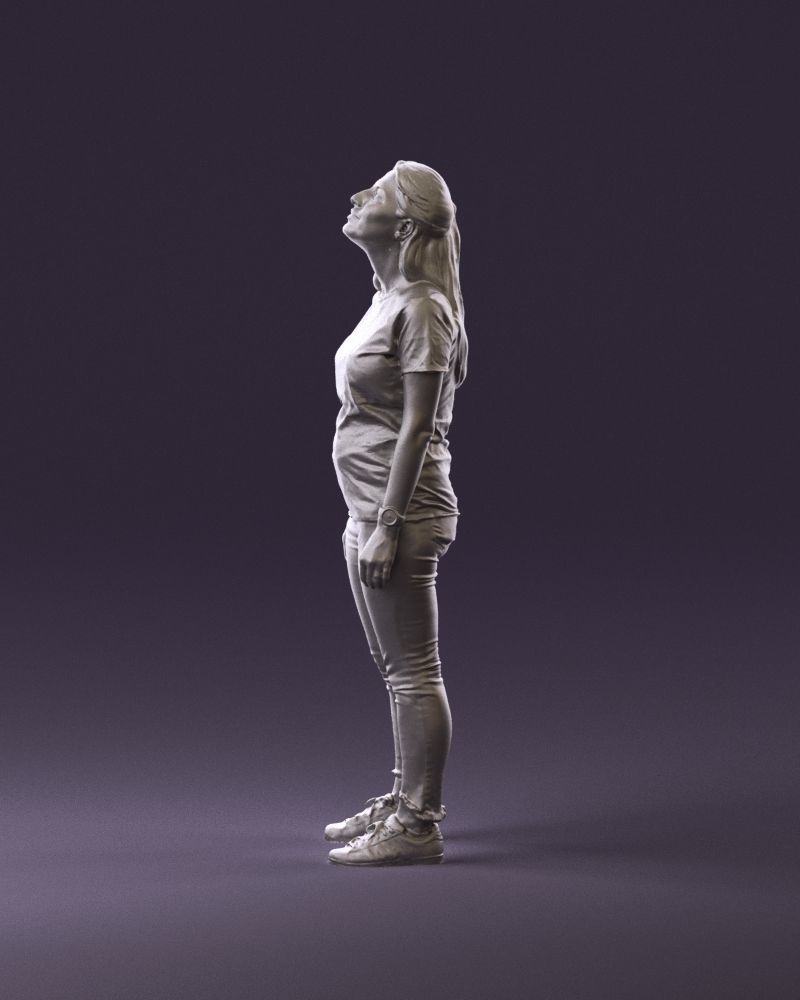 001042 woman looking up in white shirt  pants 3D Print Ready 3D print model_8