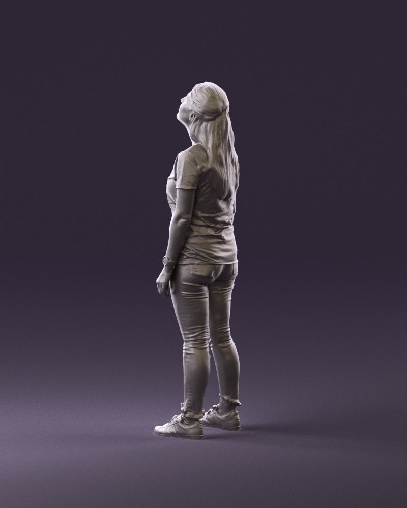 001042 woman looking up in white shirt  pants 3D Print Ready 3D print model_7