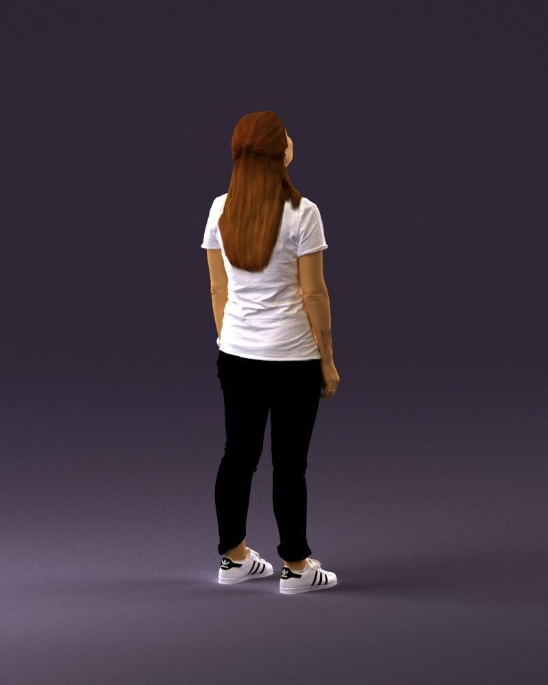 001042 woman looking up in white shirt  pants 3D Print Ready 3D print model_17