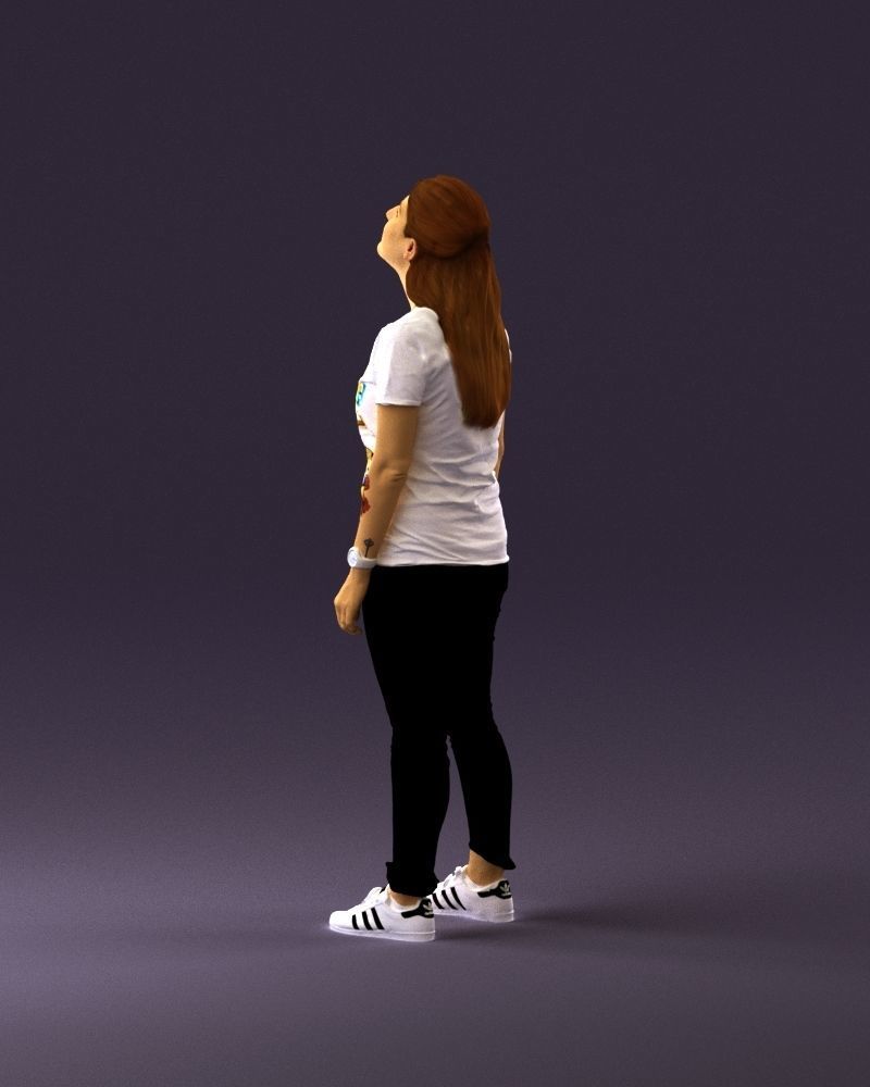 001042 woman looking up in white shirt  pants 3D Print Ready 3D print model_19