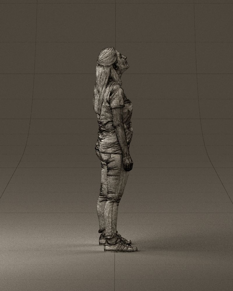 001042 woman looking up in white shirt  pants 3D Print Ready 3D print model_28