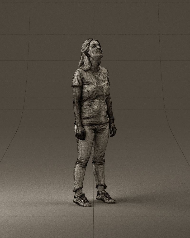 001042 woman looking up in white shirt  pants 3D Print Ready 3D print model_26