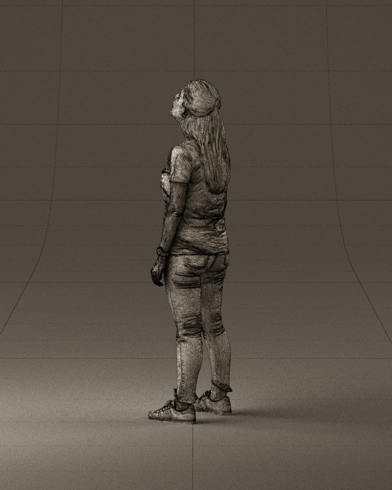 001042 woman looking up in white shirt  pants 3D Print Ready 3D print model_31