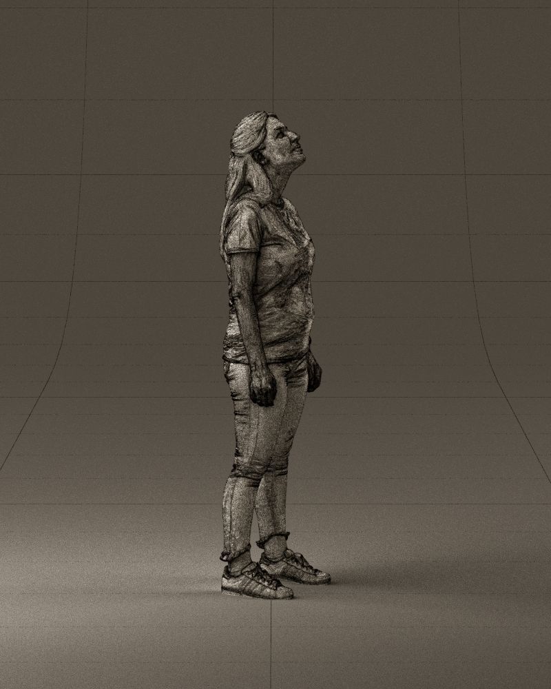 001042 woman looking up in white shirt  pants 3D Print Ready 3D print model_27