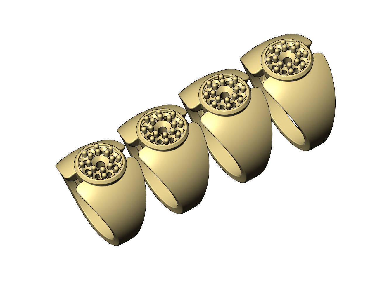 Statement round cluster split diamond ring Us sizes 6to9 3D print model_4