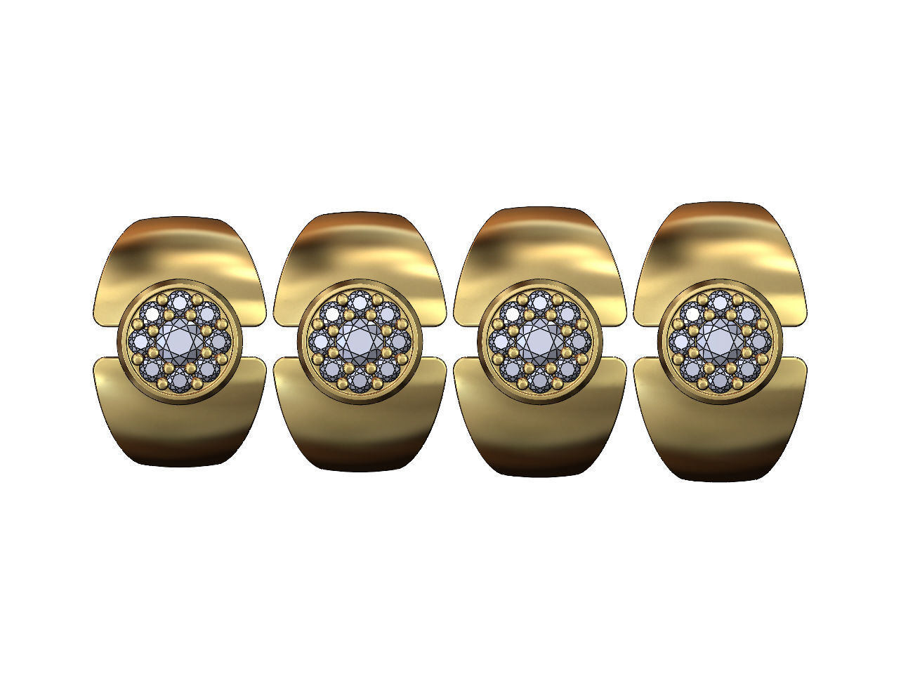 Statement round cluster split diamond ring Us sizes 6to9 3D print model_3