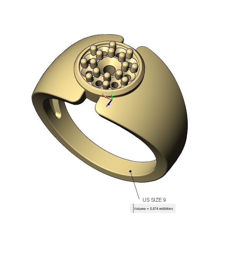 Statement round cluster split diamond ring Us sizes 6to9 3D print model_11