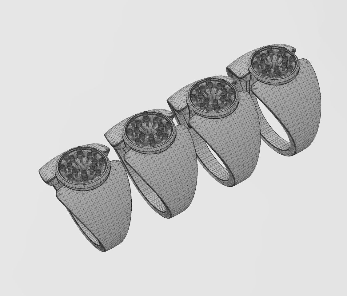 Statement round cluster split diamond ring Us sizes 6to9 3D print model_12