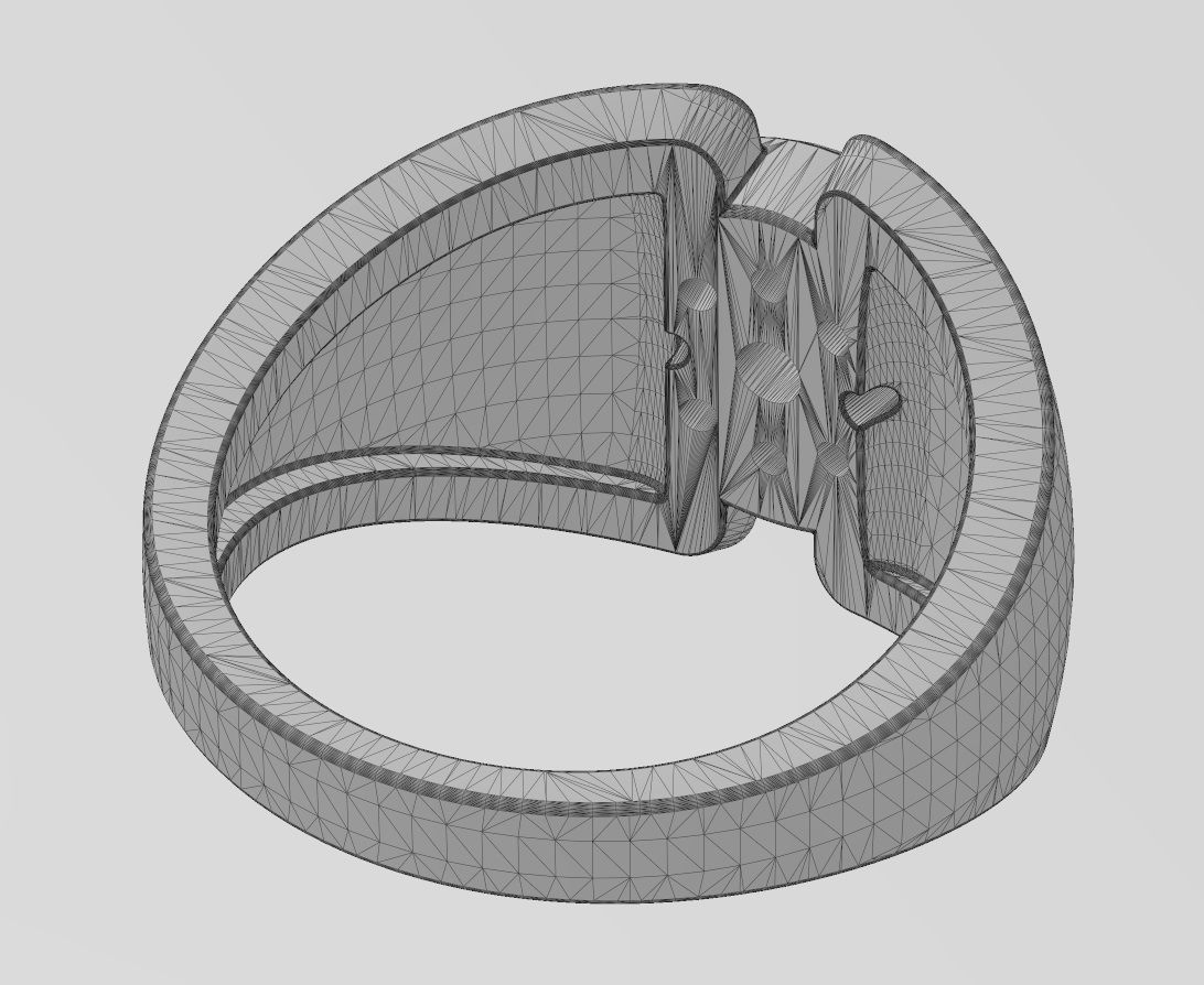 Statement round cluster split diamond ring Us sizes 6to9 3D print model_13
