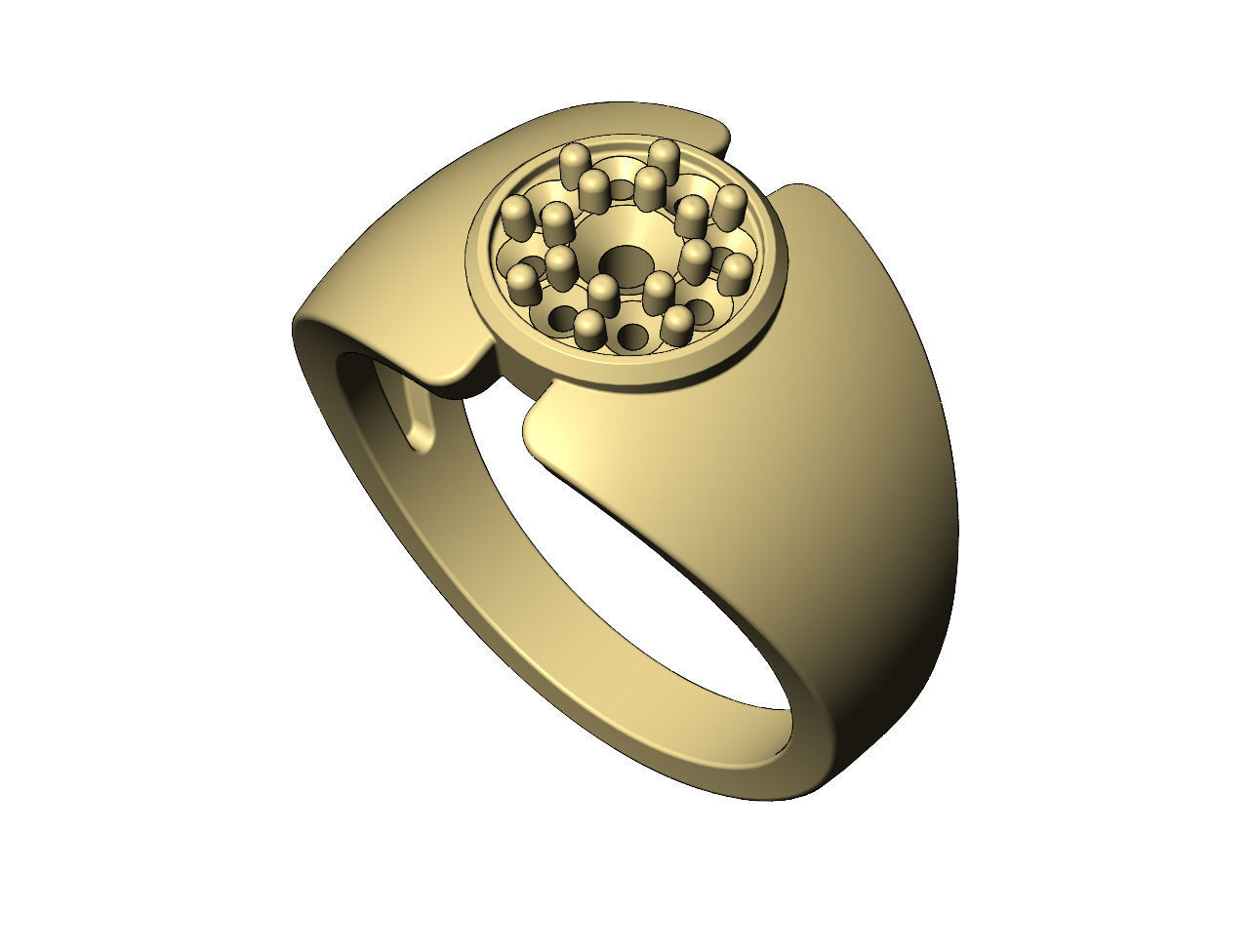 Statement round cluster split diamond ring Us sizes 6to9 3D print model_5