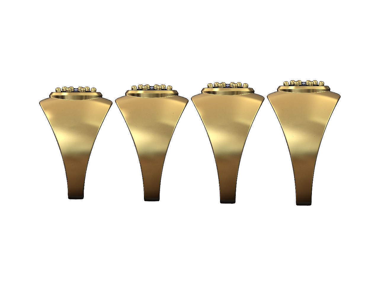 Statement round cluster split diamond ring Us sizes 6to9 3D print model_2