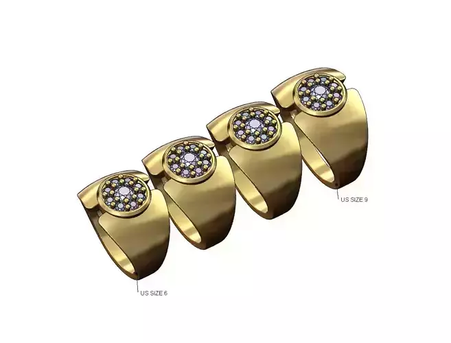 Statement round cluster split diamond ring Us sizes 6to9