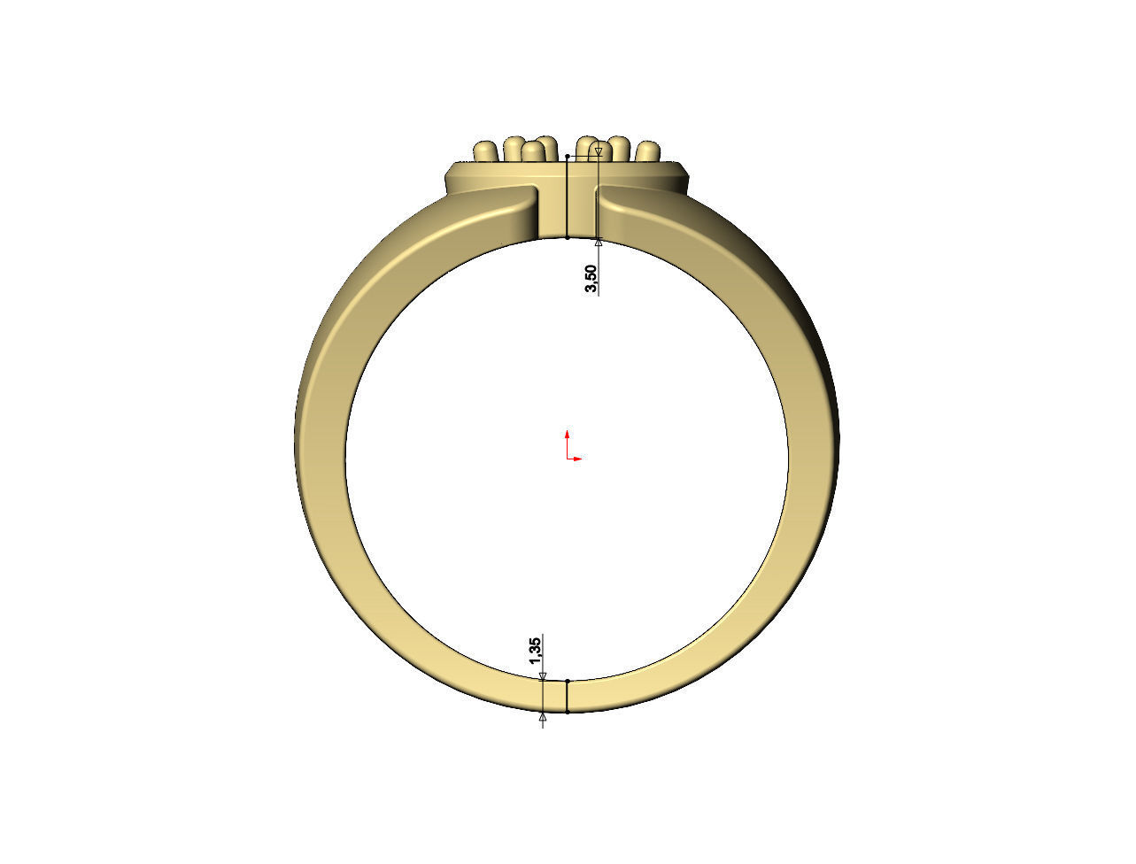 Statement round cluster split diamond ring Us sizes 6to9 3D print model_8