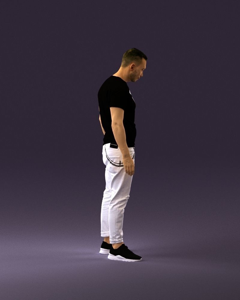 001043 man in black tshirt white pants 3D model_4