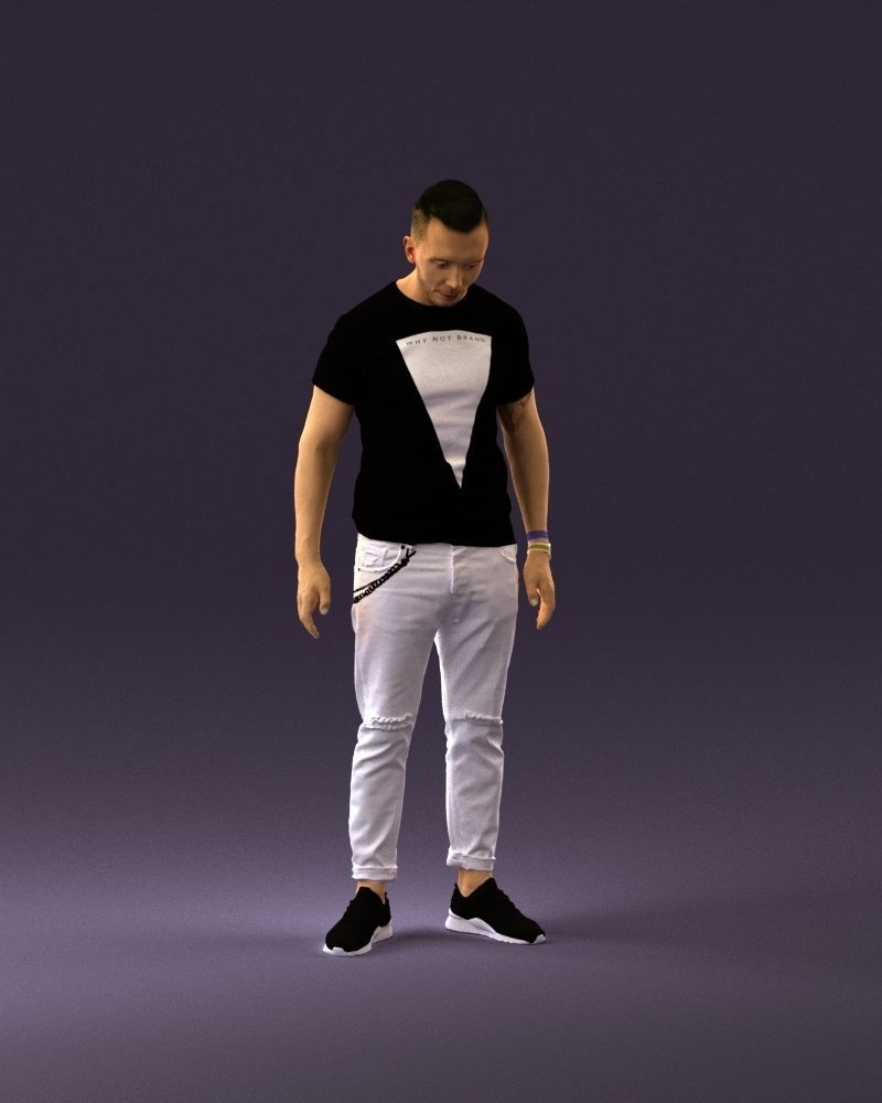 001043 man in black tshirt white pants 3D model_1