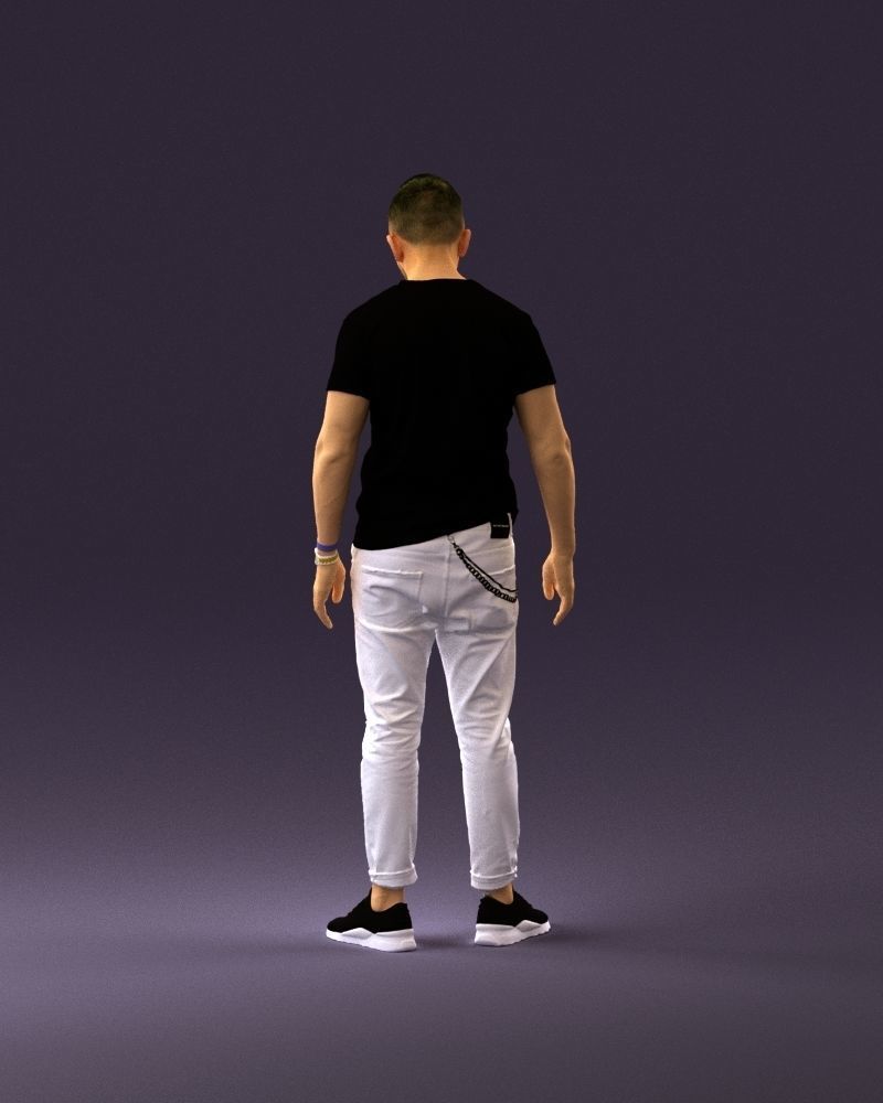 001043 man in black tshirt white pants 3D model_6