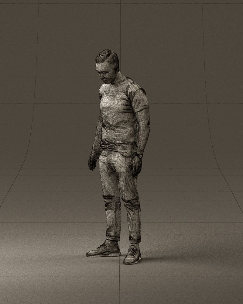 001043 man in black tshirt white pants 3D model_33