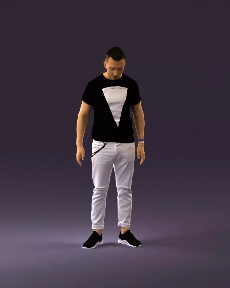 001043 man in black tshirt white pants 3D model_0
