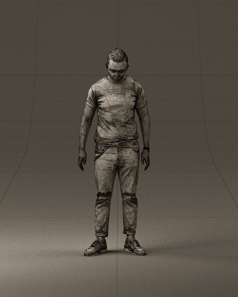 001043 man in black tshirt white pants 3D model_35