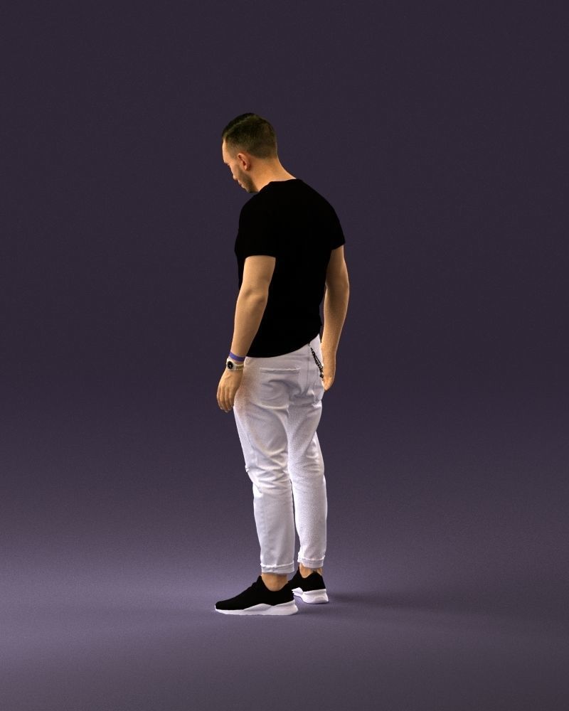 001043 man in black tshirt white pants 3D model_7