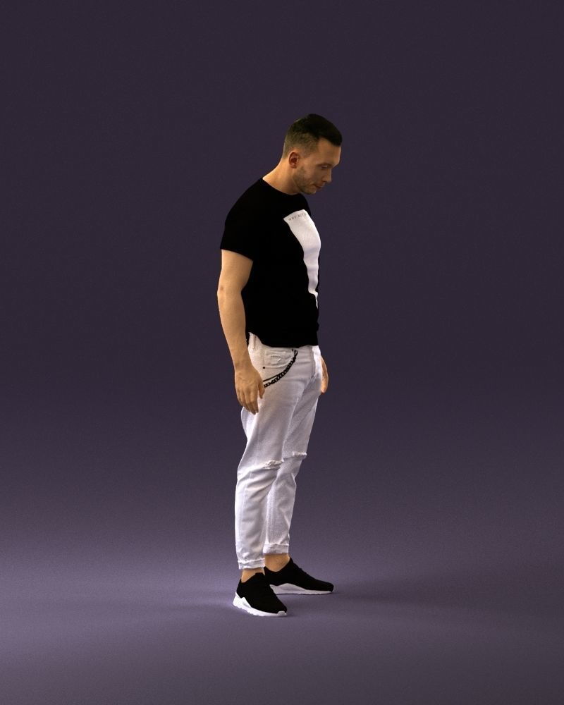 001043 man in black tshirt white pants 3D model_3