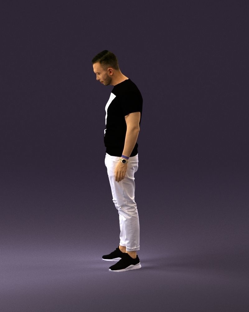 001043 man in black tshirt white pants 3D model_8
