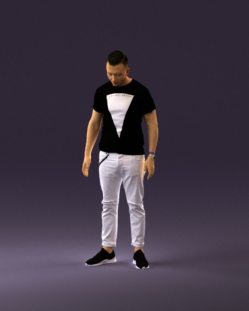 001043 man in black tshirt white pants 3D model_10