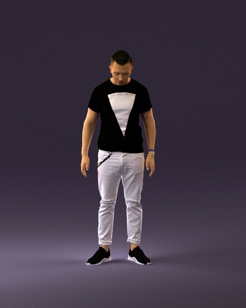 001043 man in black tshirt white pants 3D model_11
