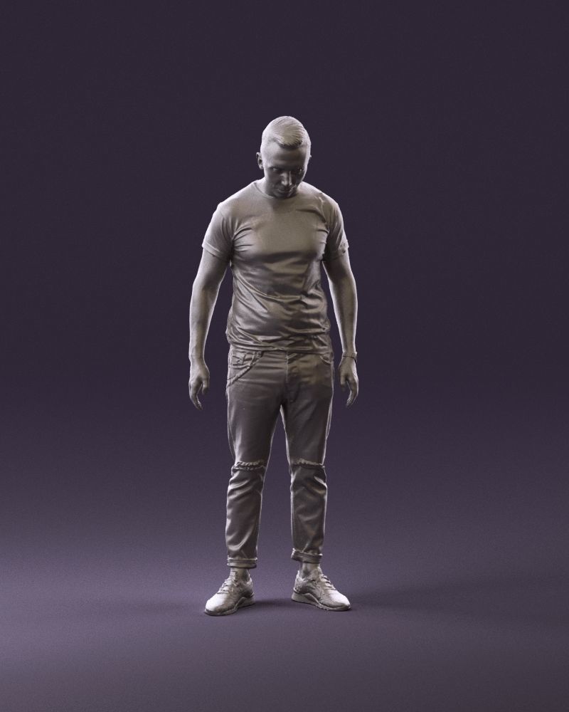 001043 man in black tshirt white pants 3D model_12
