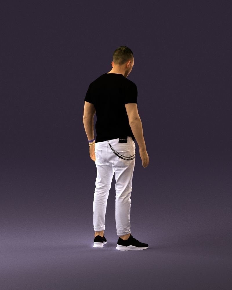 001043 man in black tshirt white pants 3D model_5
