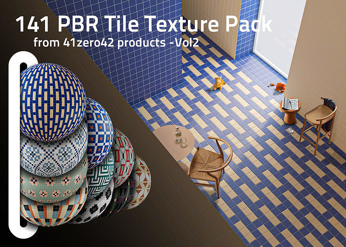 141 PBR Tile Texture Pack from 41zero42 products -Vol2 Texture