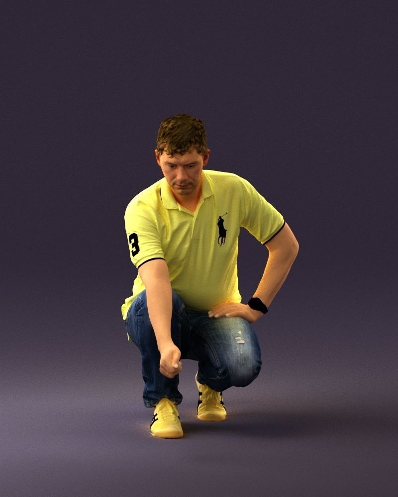 001044 man in yellow polo and shoes 3D Print Ready 3D print model_14